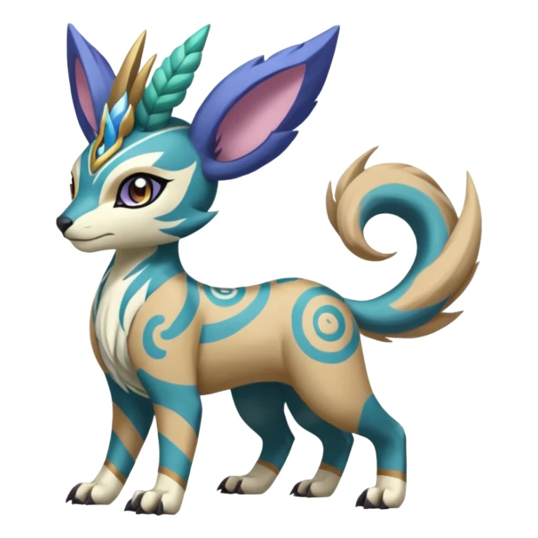 Tropical Tiny Marked Patterned Tribal Colorful Skilled Adept Graceful Asian Painted WereGarurumon-Suicune-Linoone-Meloetta-Renamon-fusion-hybrid-creature (full body) sticker