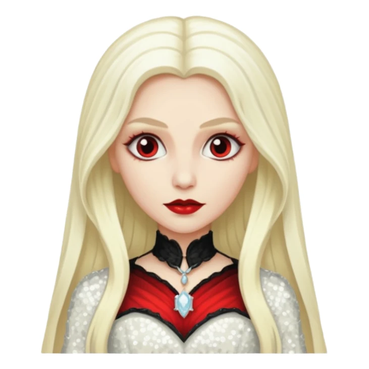 Bride of Dracula with long platinum blonde hair, ivory sequin outfit sticker