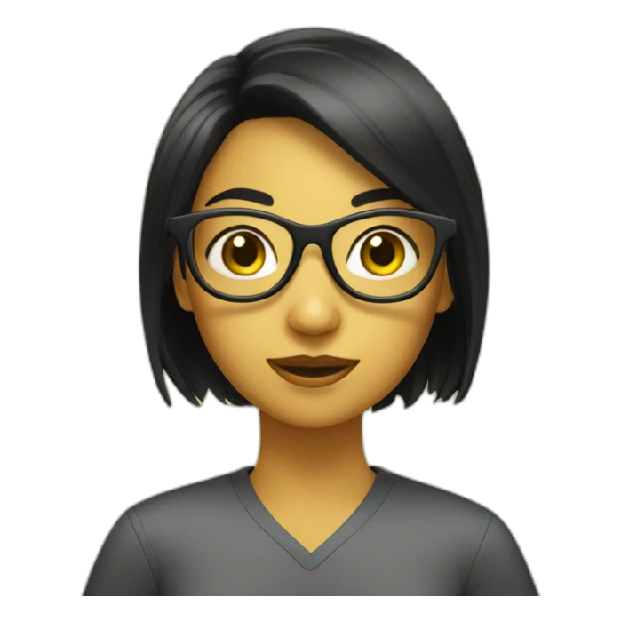 a yellow  girl student with black hair glasses sticker