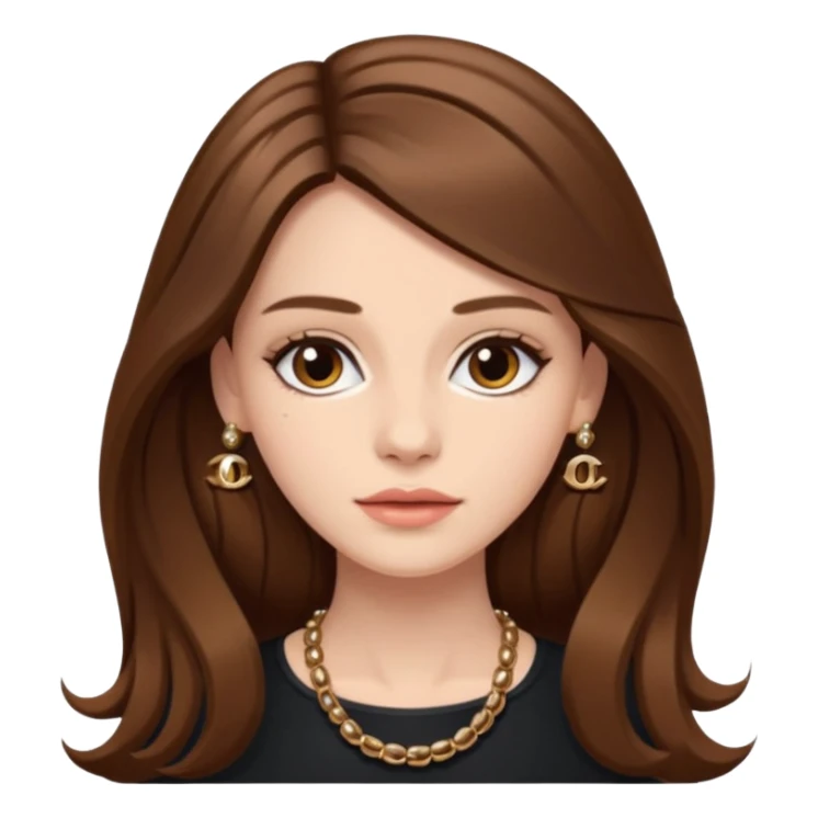 girl with long brown hair wearing channel sticker