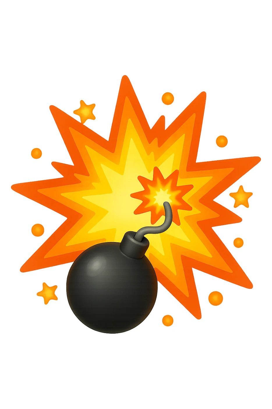 emoji stile iphone di una bomba che esplode sticker