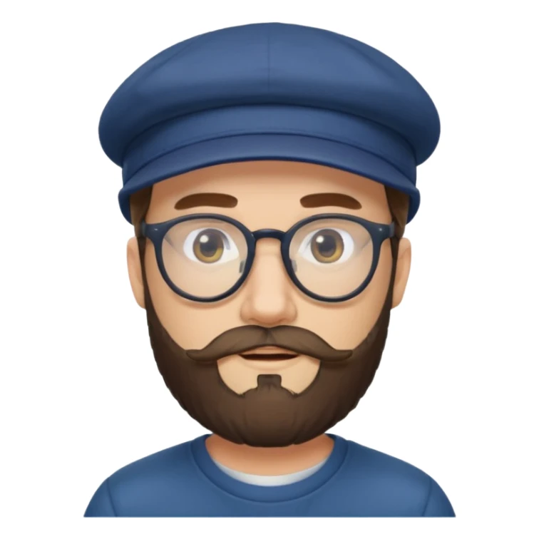 male full beard glasses and cap sticker