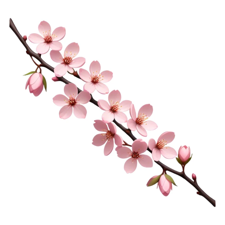 Cinematic Realistic Sakura Flowers on a Branch, depicted as delicate, soft pink blossoms gracefully adorning a slender, gently twisted branch, illuminated by subtle, warm natural light that accentuates their ethereal beauty and transient charm, poetic spring scene sticker