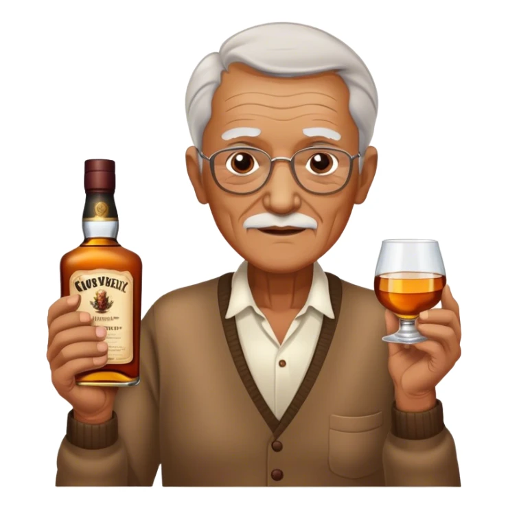 Anciano con botella de wiskey en la mano sticker