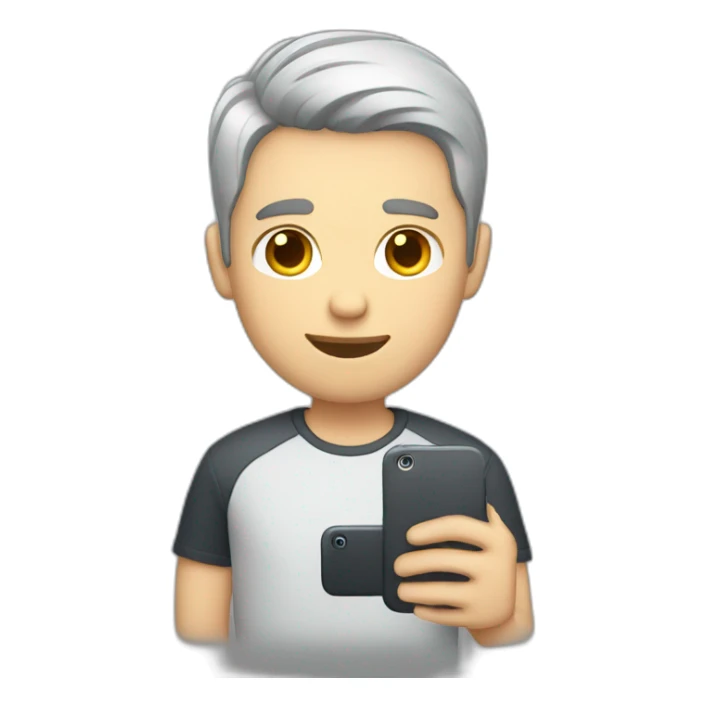 white guy with short dark hair showing a phone sticker