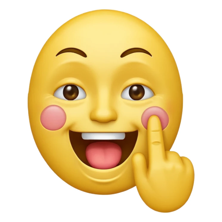 A laughing crying face emoji with a middle finger sticker