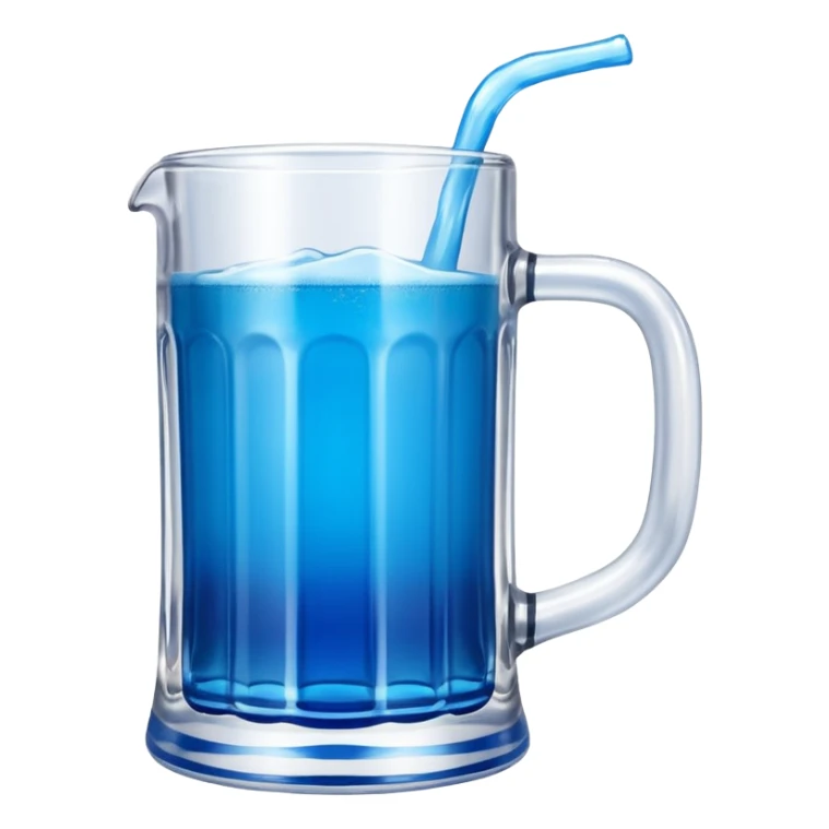 Large clear glass mug similar to beer stein with bright blue liquid inside. Put redbull drink logo on  mug. Add ridges to mug  sticker