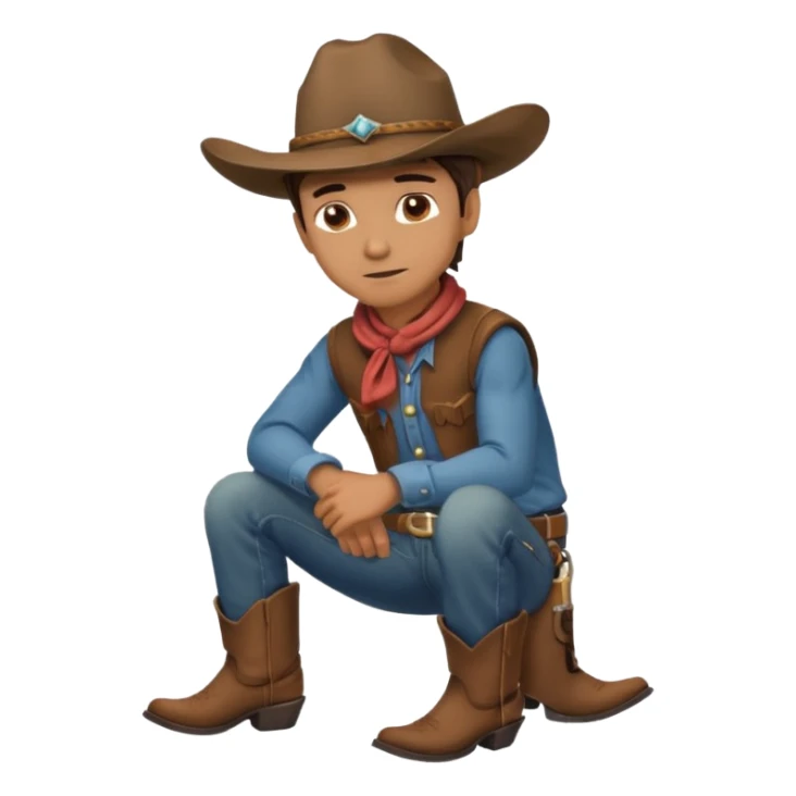 side profile of cowboy leaning on knees sticker