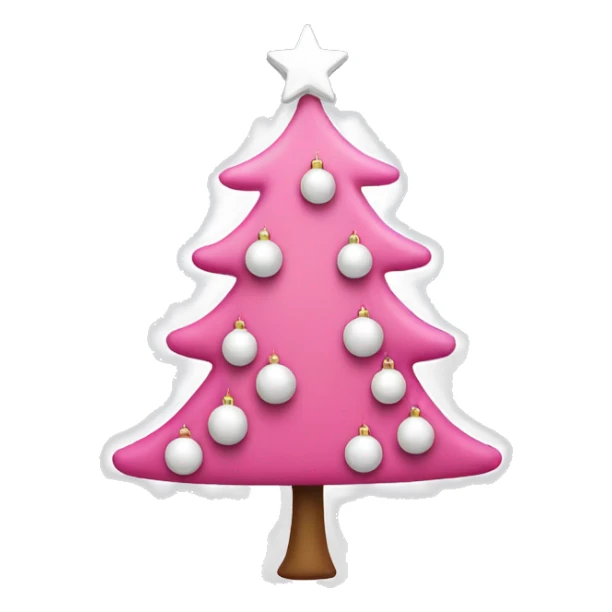 Pink Christmas tree with white ornaments and a white star sticker