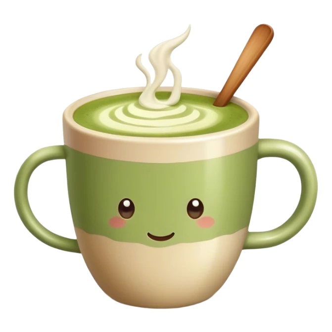 realistic Matcha latte in realistic beige colored mug sticker