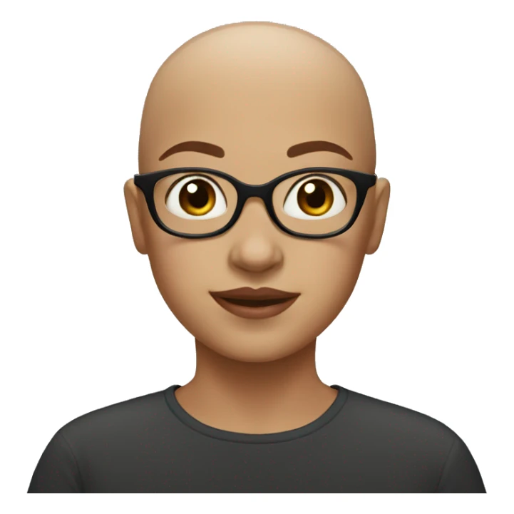 Bald girl with brown eyes, with big oval glasses  sticker