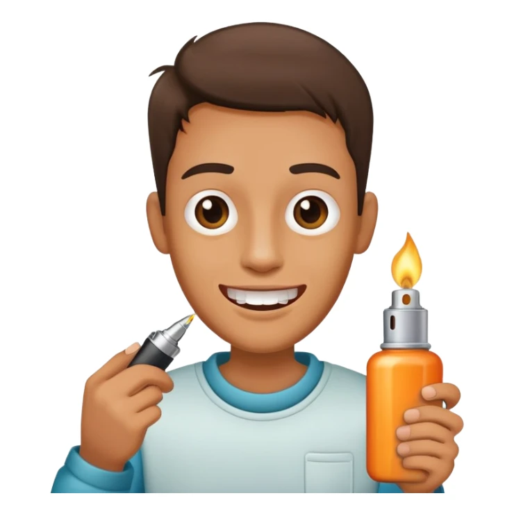 Persona senza denti con una bottiglia e un accendino in mano sticker