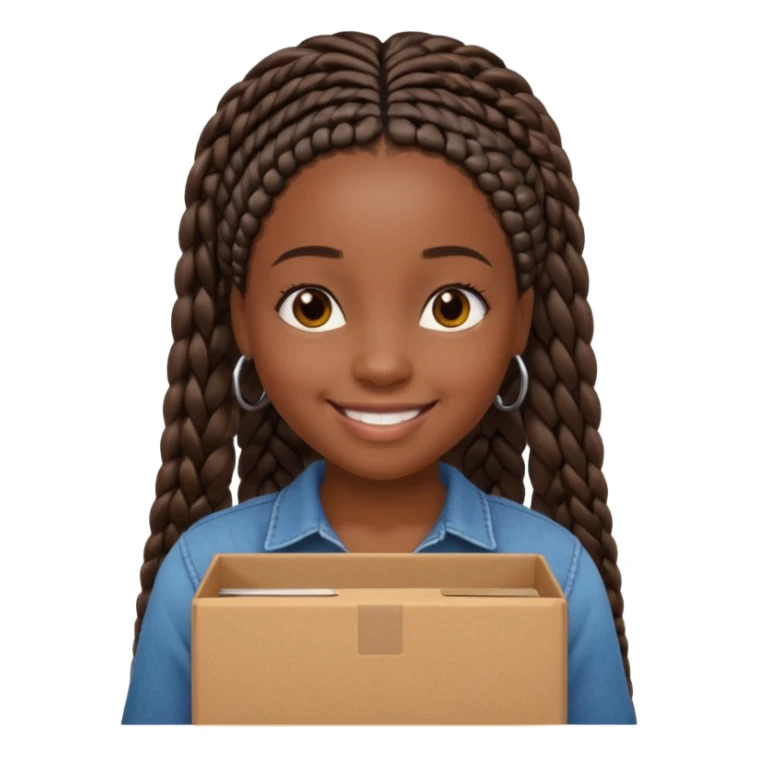 black girl with straight down box braids sticker