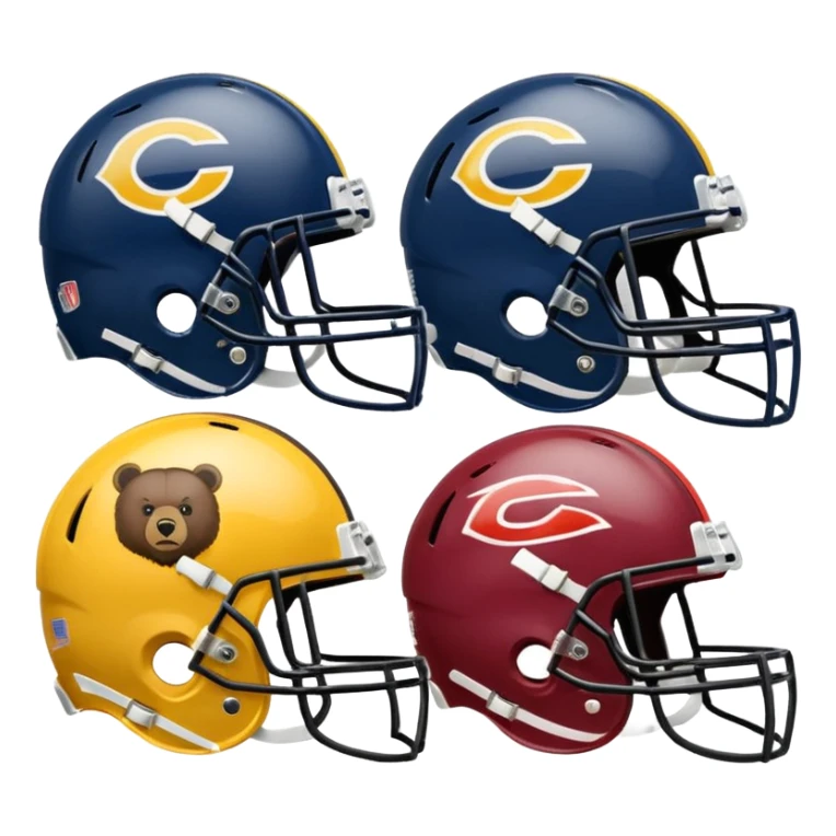 Commanders and Bears football helmets side by side, each with their official team logo, emoji style sticker
