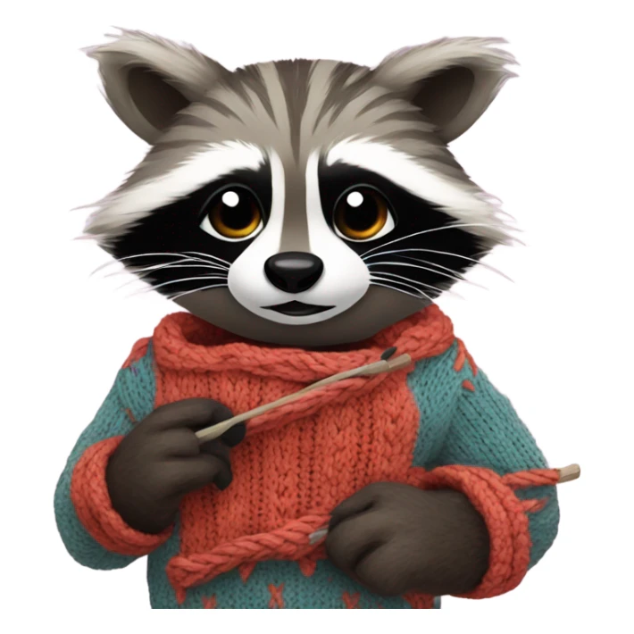 Raccoon knitting a sweater  sticker