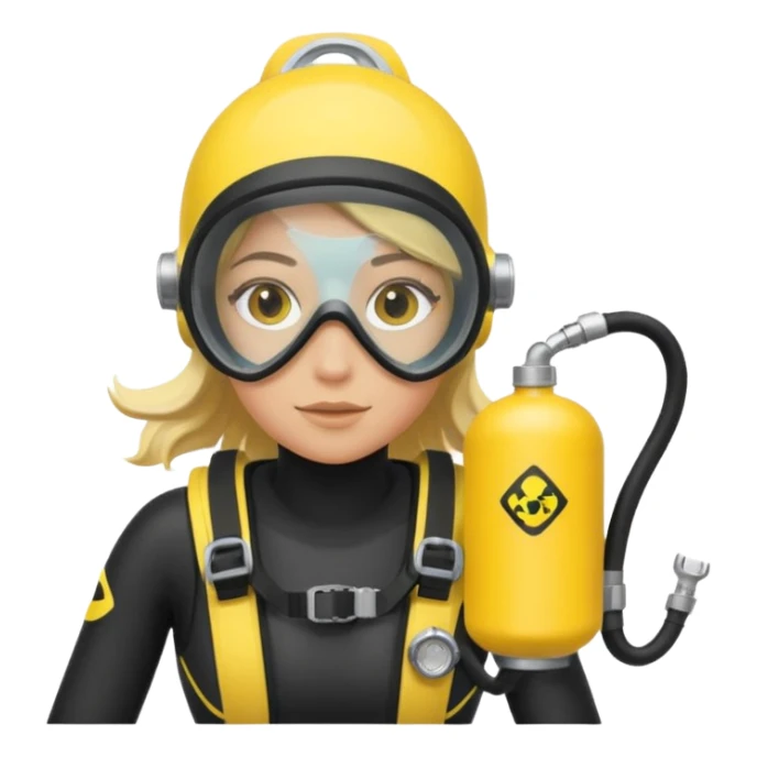 scuba diving girl blonde with yellow oxygen tank sticker