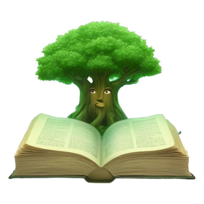 Holy Bible with a magical forest coming from it and a green aesthi sticker