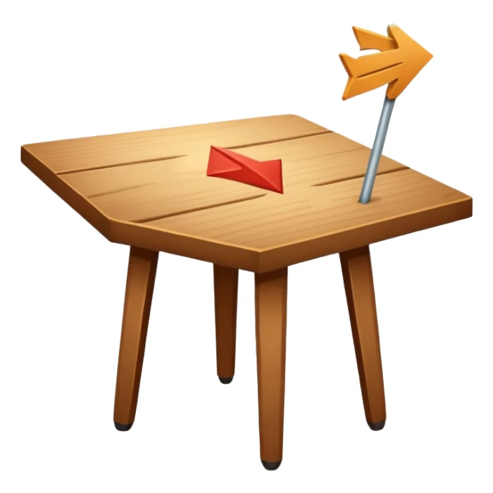 tavolo con freccia verso un piede sticker