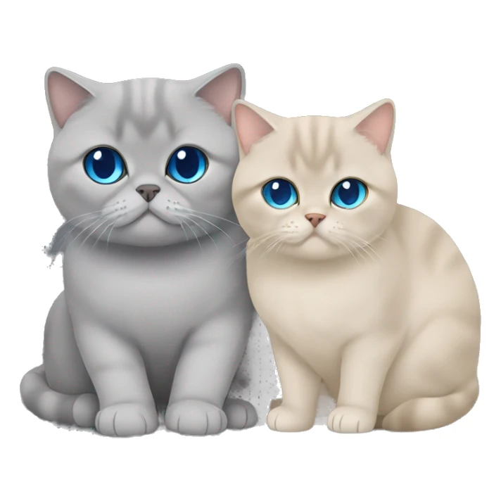 Beige british shorthair with blue eyes cuddling with a grey Scottish fold  sticker