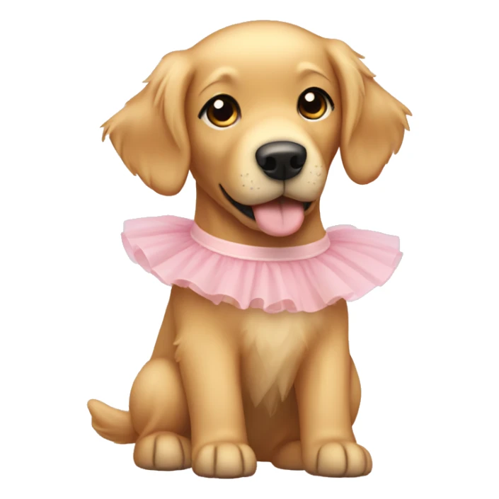 A cute golden retriever wearing a ballet tutu sticker