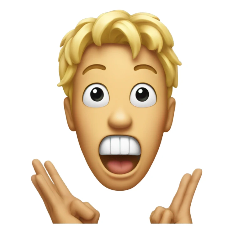 Very shocked emoji mouth open and hands in the air  sticker