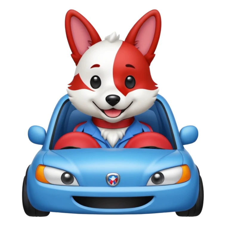 blue red and white dog fursuiter car themed sticker