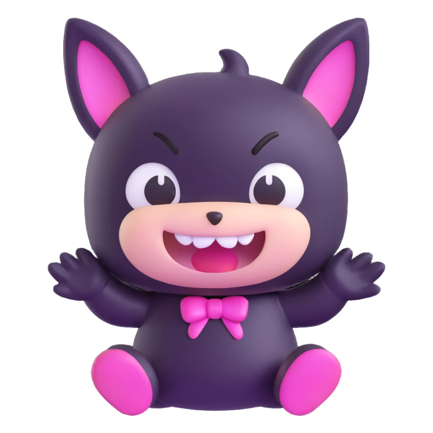 Kuromi character, 3D emoji style, playful, shiny finish sticker