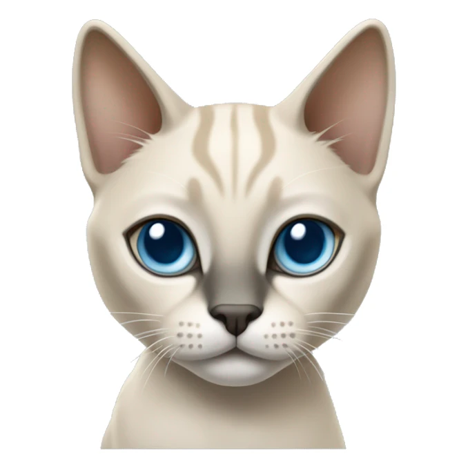 Thai breed cat with a light cream-brown body, dark gray nose and face, ears, and paws. sharp ears, and striking light blue eyes  sticker