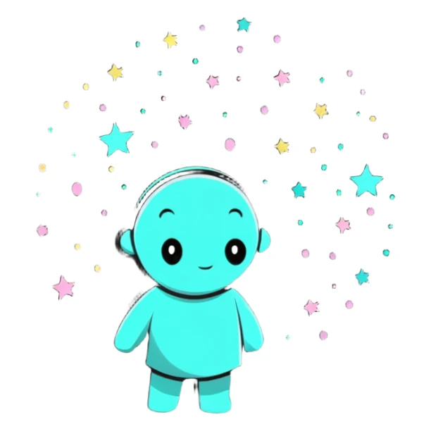 Person fading away into sparkles and stars, magical disappearance effect sticker