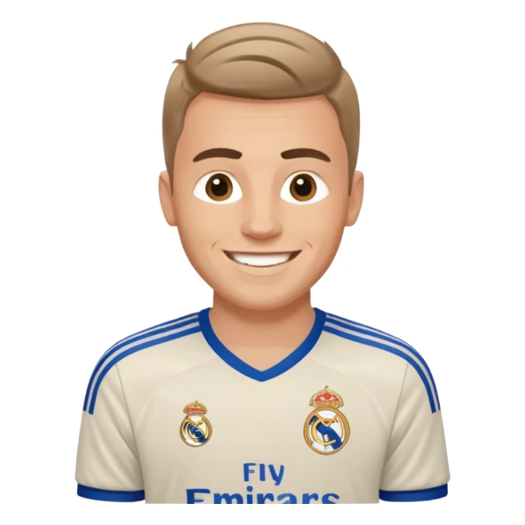 White male wearing Adidas Real Madrid jersey sticker