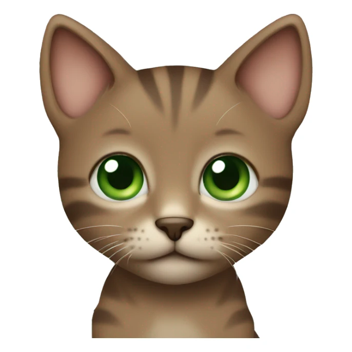 Brown small kitten with green eyes and blue  pijama  sticker