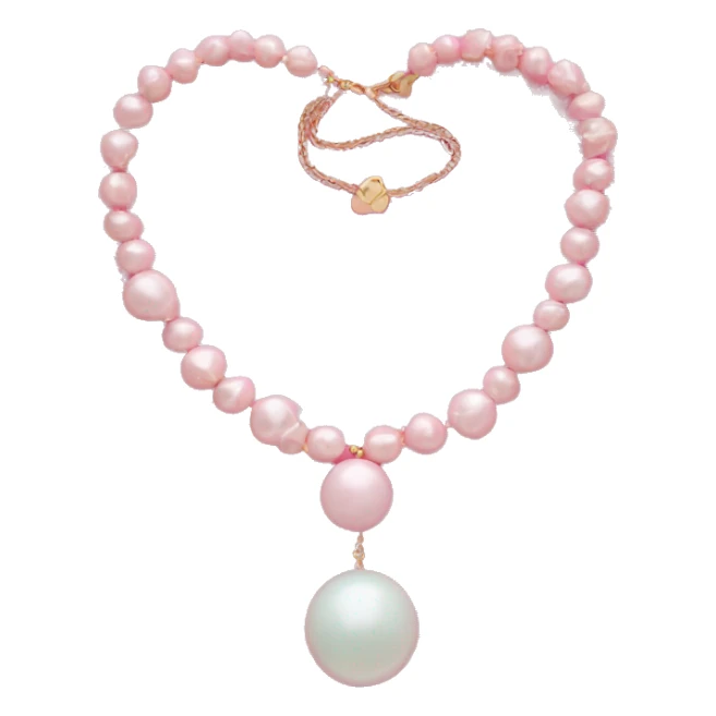 A pastel pink necklace with pearls sticker