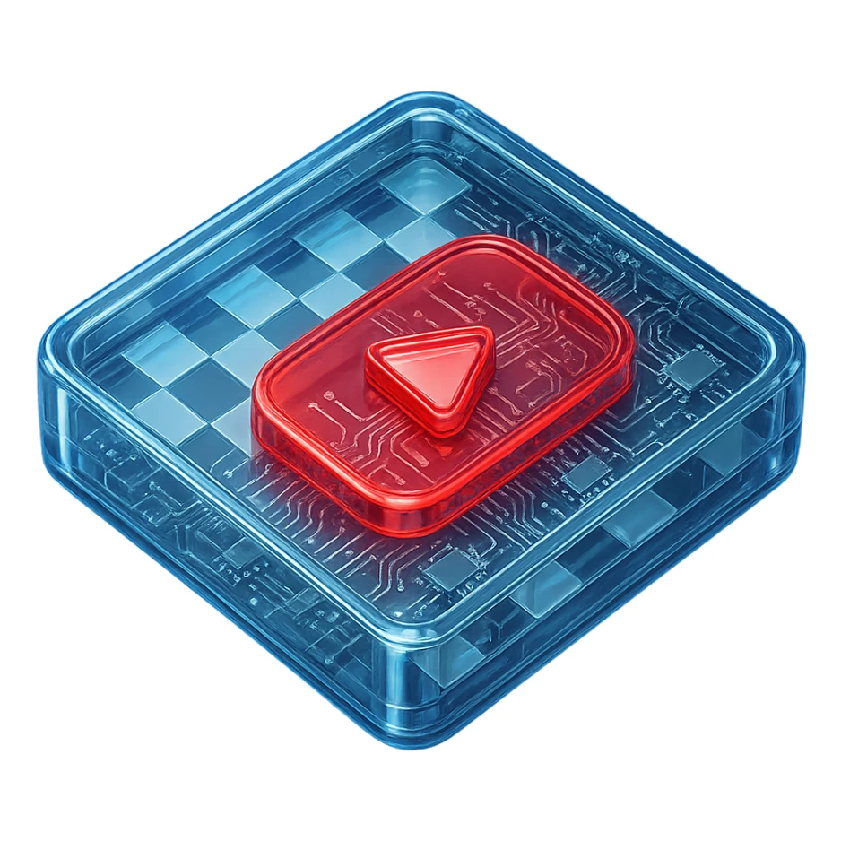 chess board of youtube play button, red YouTube play button, glossy circuit style sticker