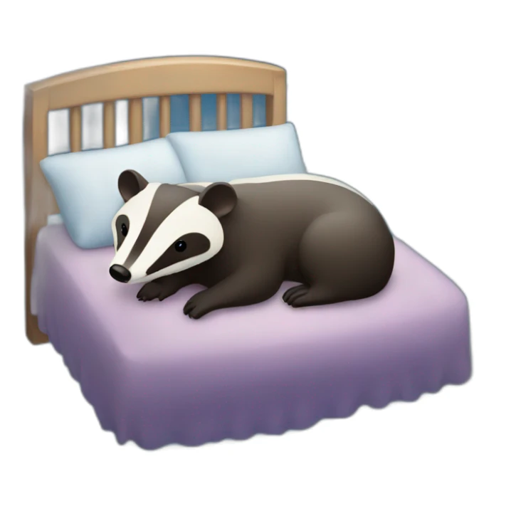 Badger with a nightcap on in a bed with sky full of stars sticker
