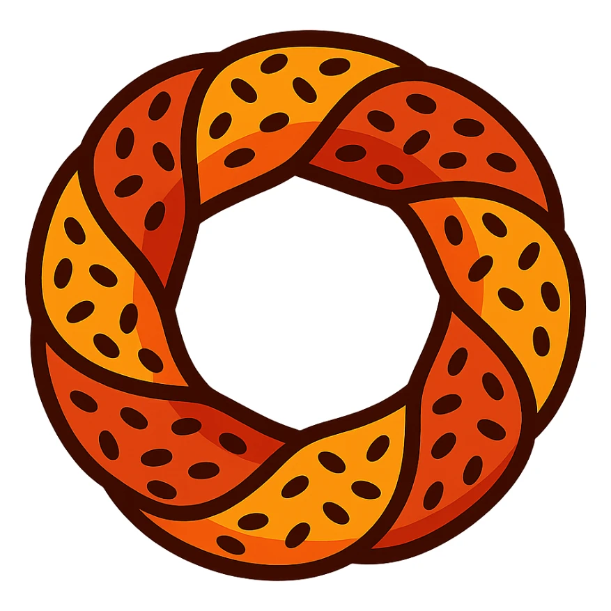 a simit, the Turkish sesame bagel, fun and appealing style sticker