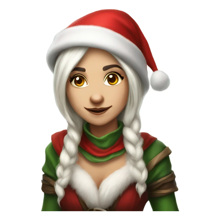 rogue female elf fantasy wearing santa hat sticker