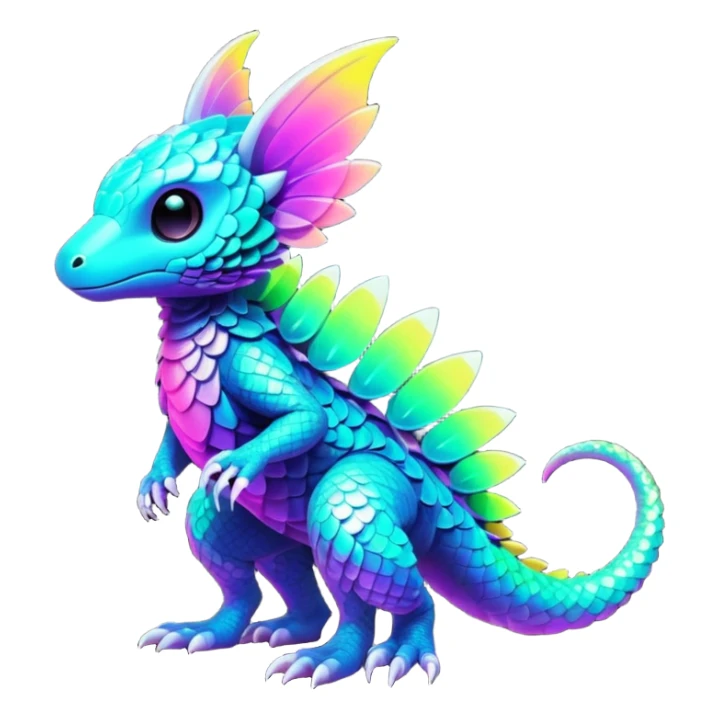 futuristic lush random-colored neon-colored Fakémon-Trico-creature (full body) sticker
