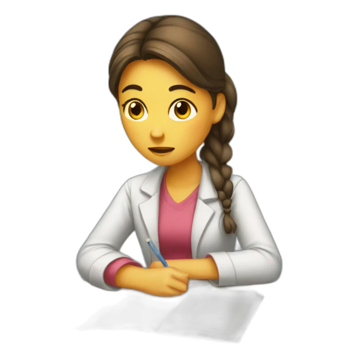 A girl studying in stress sticker