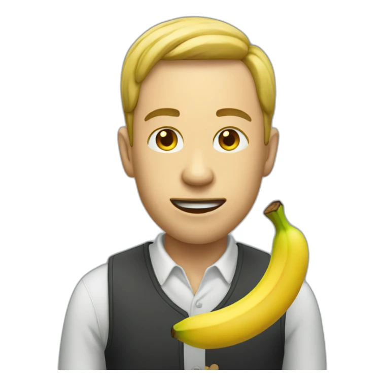 Man with banana in mouth sticker
