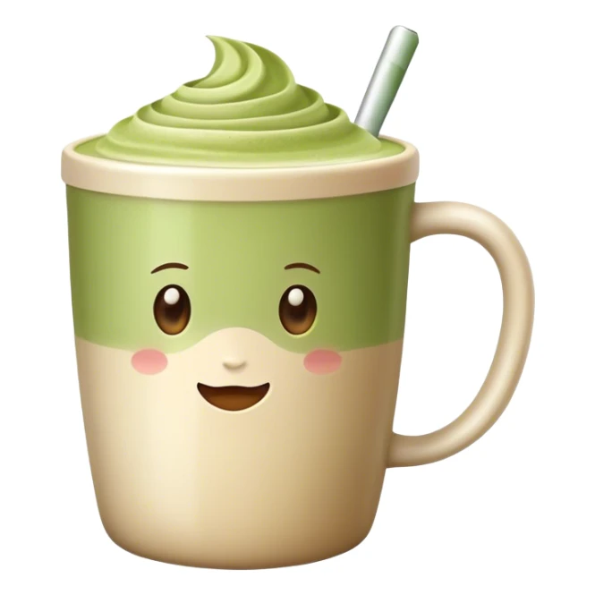 realistic Matcha latte in realistic beige colored mug sticker