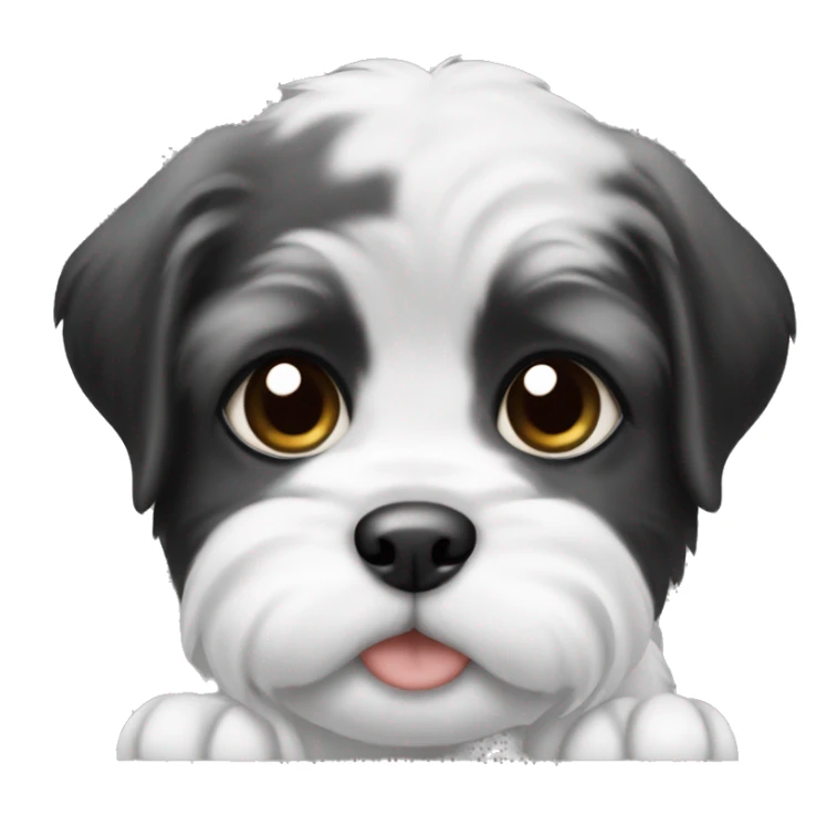 White and black shitzu puppy sticker