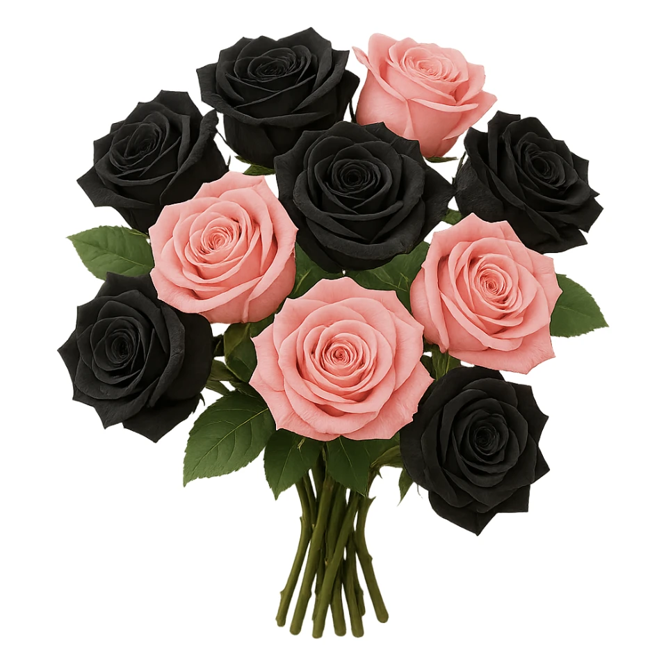 bouquet of black and pink roses , remove background sticker