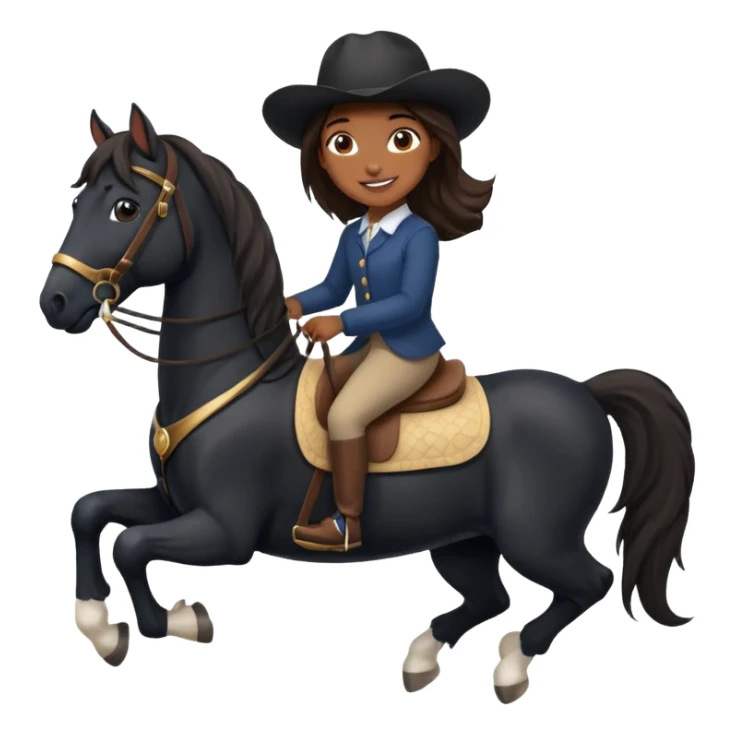 Brown girl on black shire horse  sticker