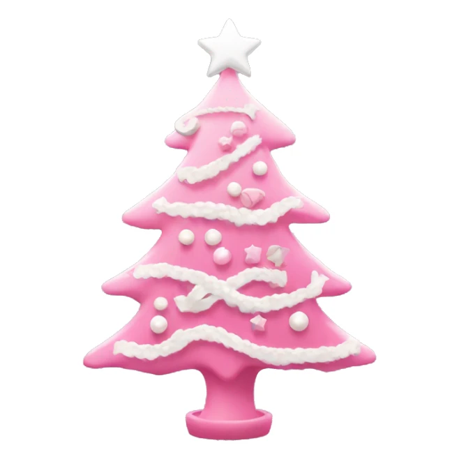 Pink Christmas tree with white star and white ornaments  sticker