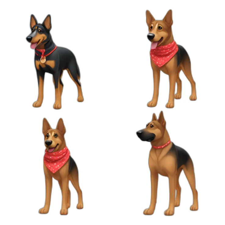 coonhound and German shepherd mix dog wearing small plain red bandana and walking left sticker