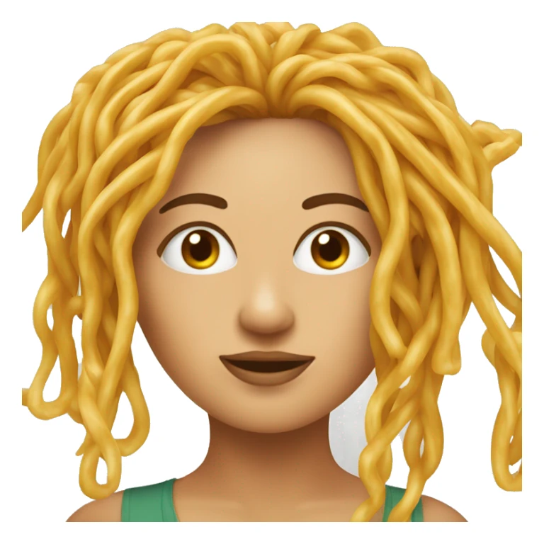 a woman’s face with spaghetti as hair sticker