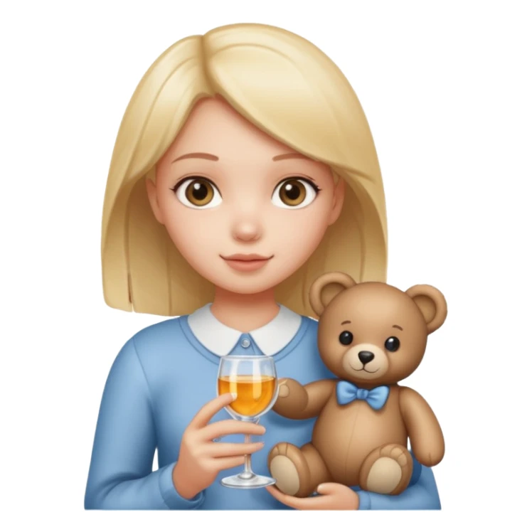 glass girl with single teddy bear sticker