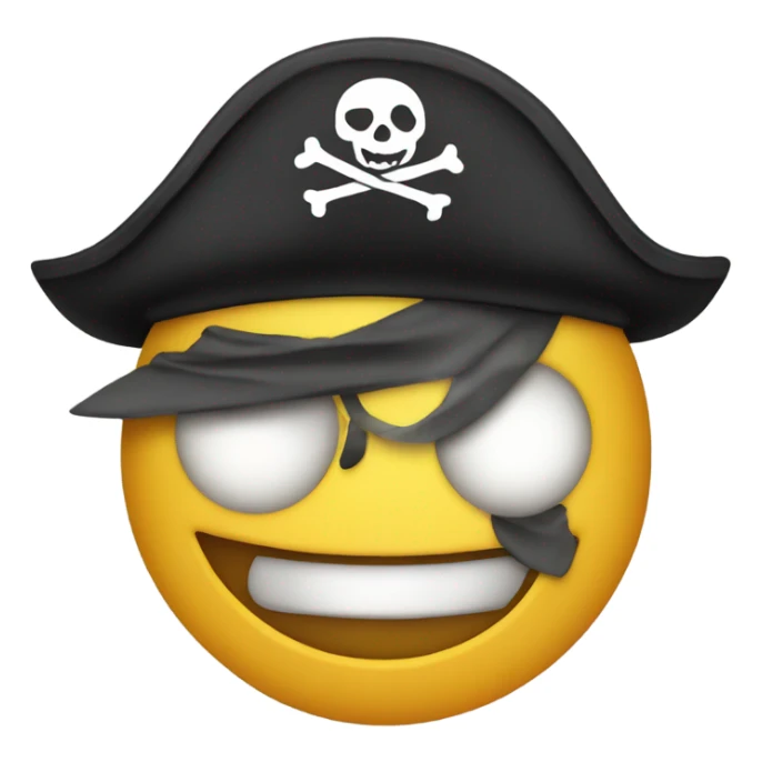 Smiley face with no teeth wearing pirate hat and eye patch  sticker