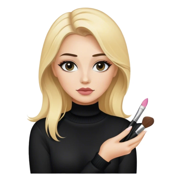 portrait of blonde makeup artist, luxury, black sweater sticker