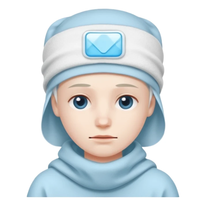 A person with headaches and a cold pack on the head sticker